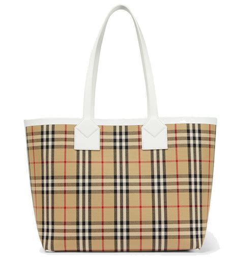 burberry london side bag|Burberry checked canvas tote bag.